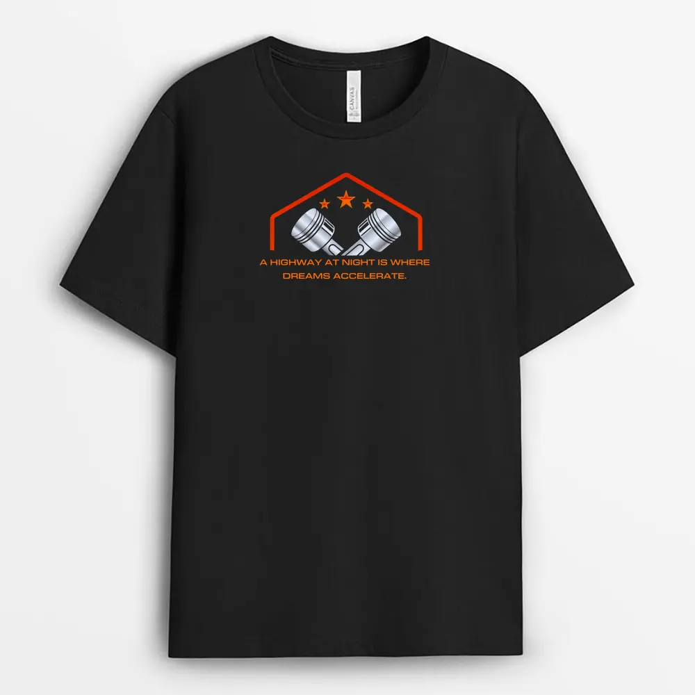 A Highway At Night Is Where Dreams Accelerate  Tsunape T-Shirt - Black
